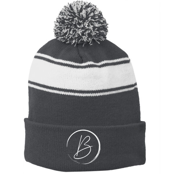 Sport-Tek - Stripe Pom Pom Beanie - Embroidered Logo Thumbnail