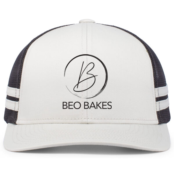 Pacific Headwear - Low-Profile Stripe Trucker Cap - Embroidered Logo Thumbnail